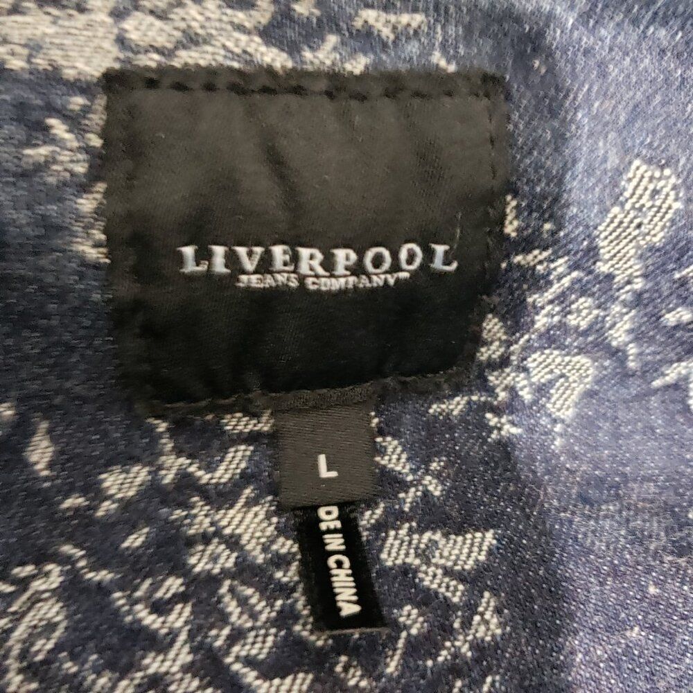 Liverpool Jeans Company Denim Distressed Blue Acid Wash Women's Jacket L - Picture 16 of 16